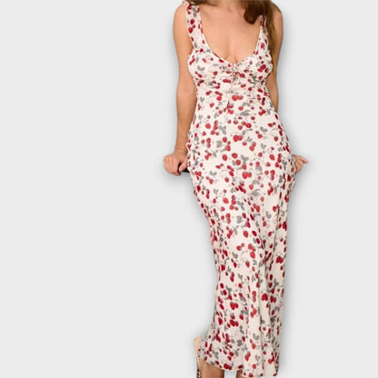 Kryptografisk Blomsterprint Plunge Maxi Kjole