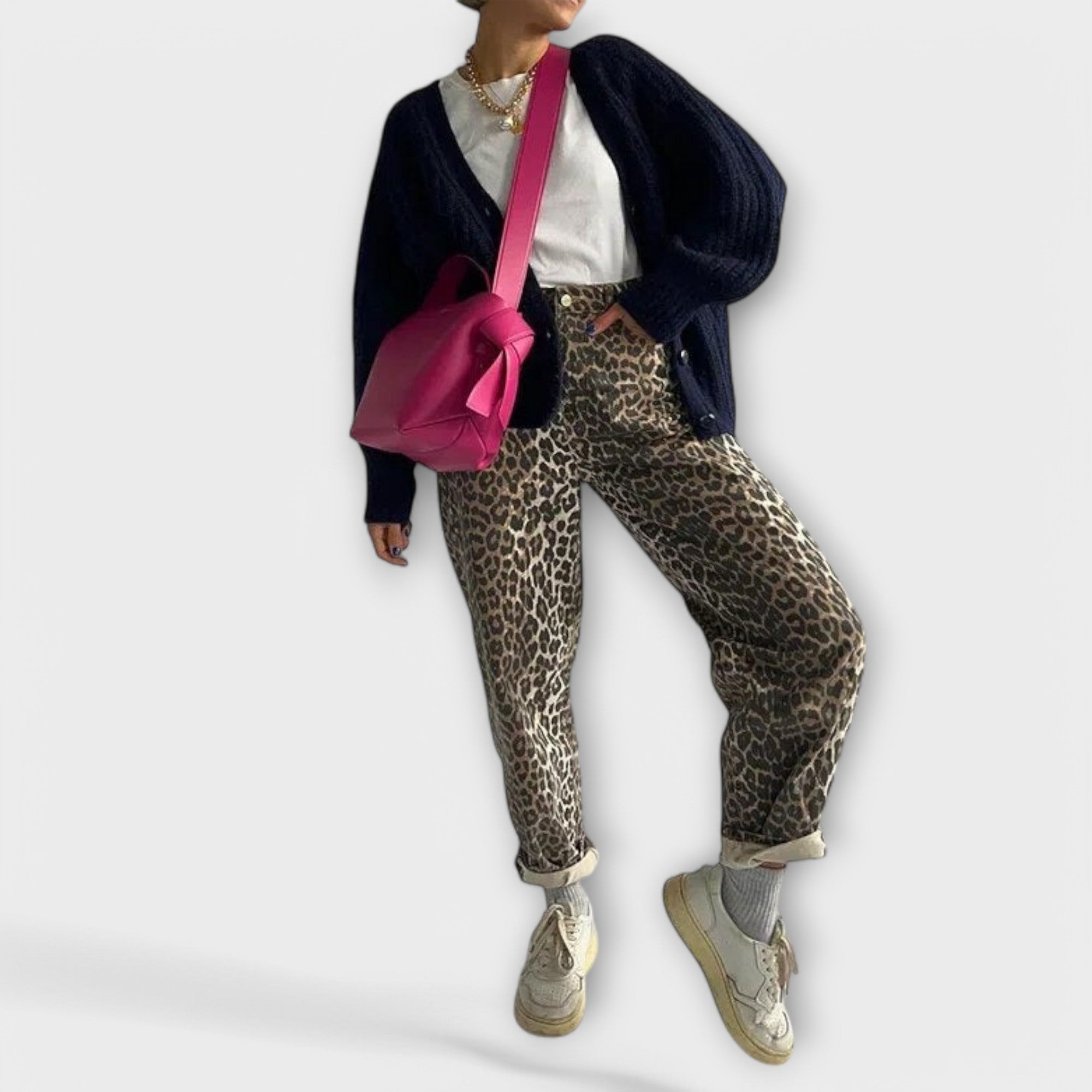 Chandra - Vintage Jeans med Leopardprint