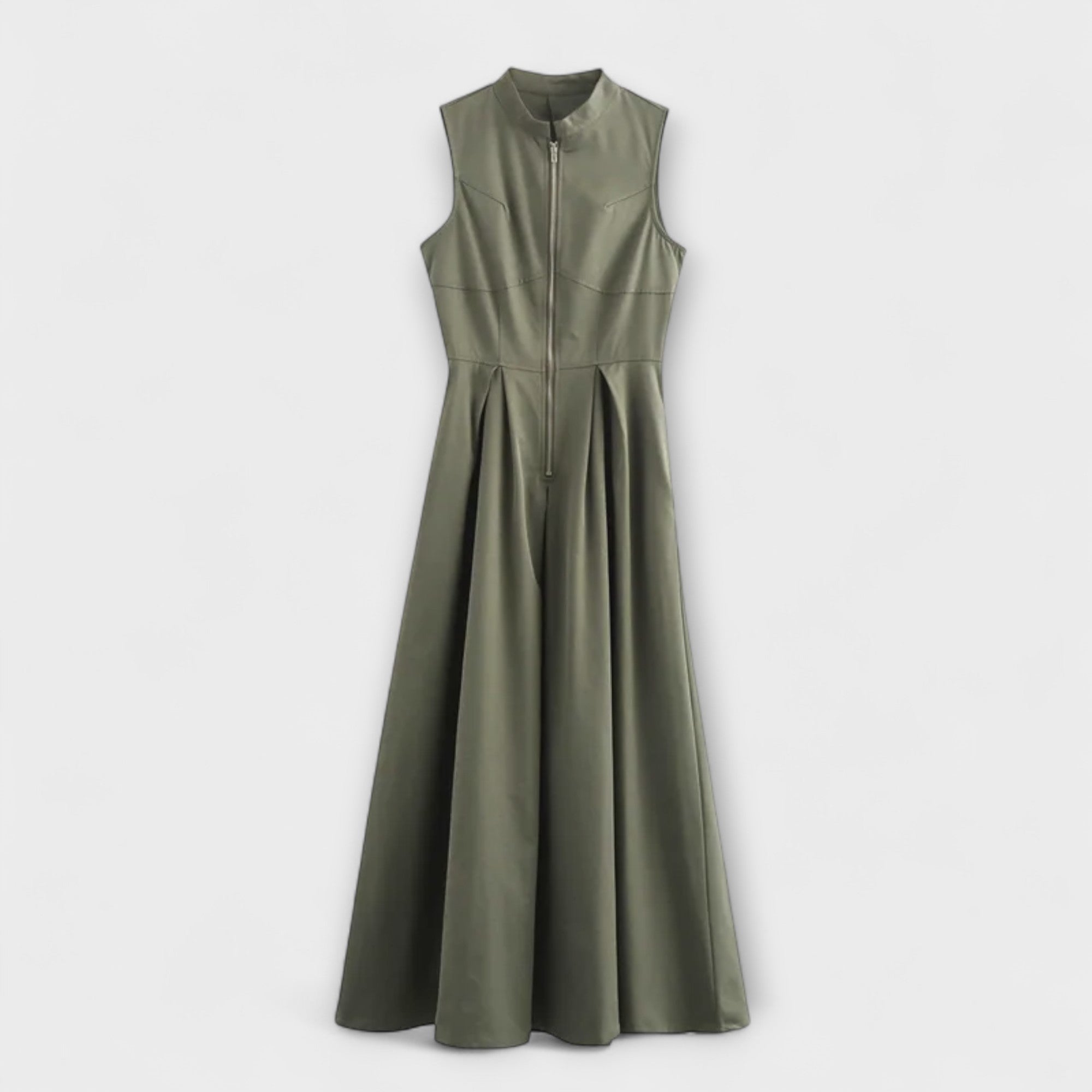 Ærmeløs Plisseret Bodycon Midi Kjole