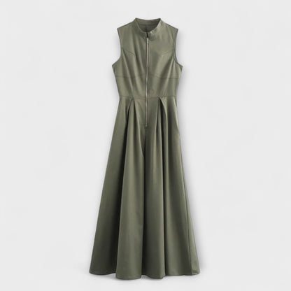 Ærmeløs Plisseret Bodycon Midi Kjole