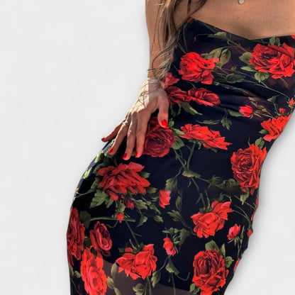 Blomstermønster Spaghetti Strop Bodycon Kjole