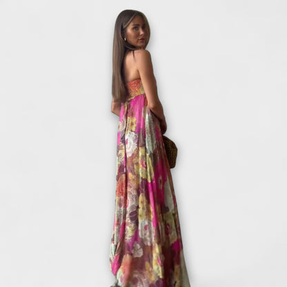 Chic Retro Strapless Plisseret Maxi Kjole