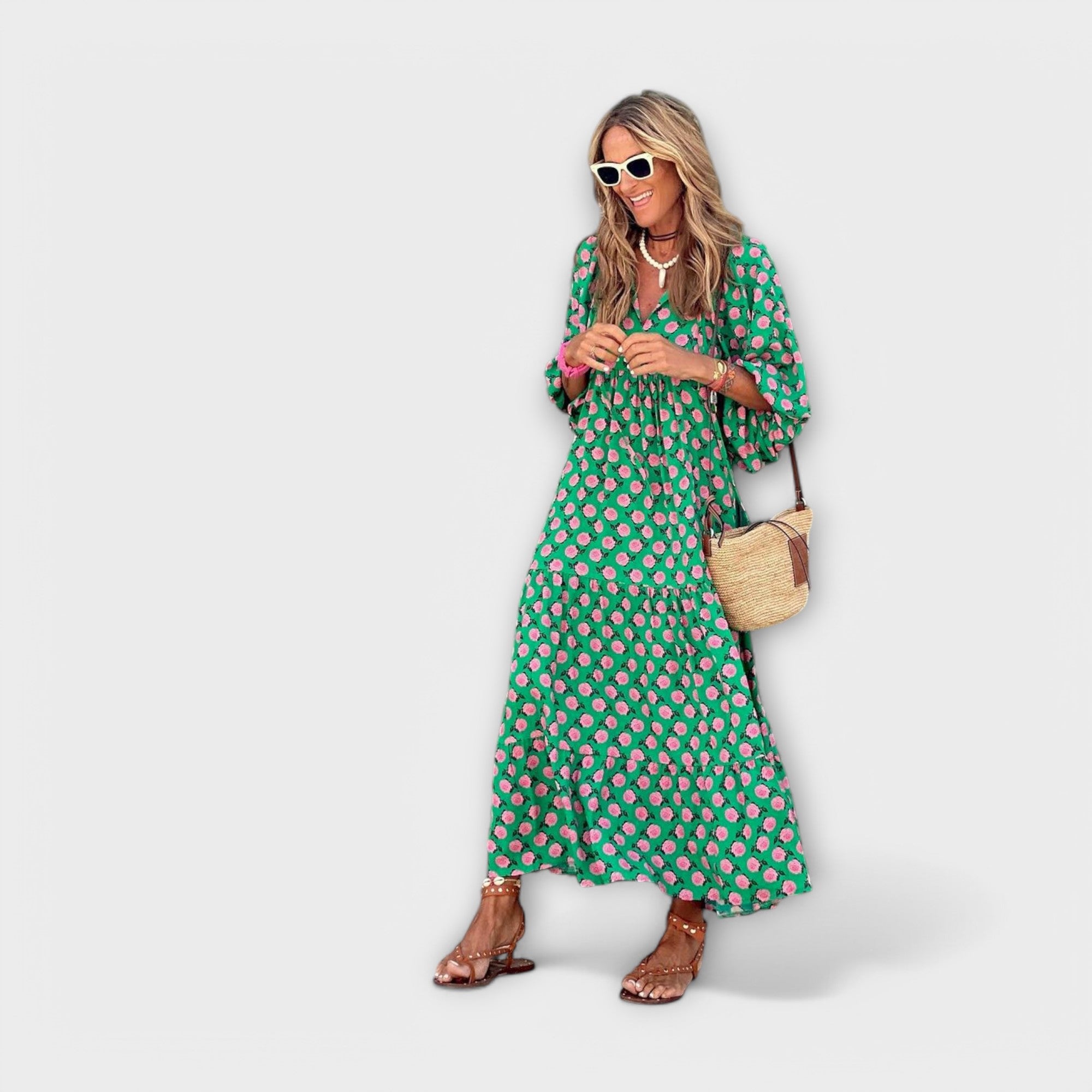 Elegant Geometrisk Maxi Kjole