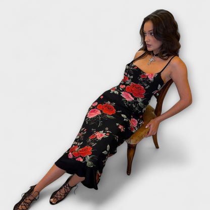 Blomstermønster Spaghetti Strop Bodycon Kjole