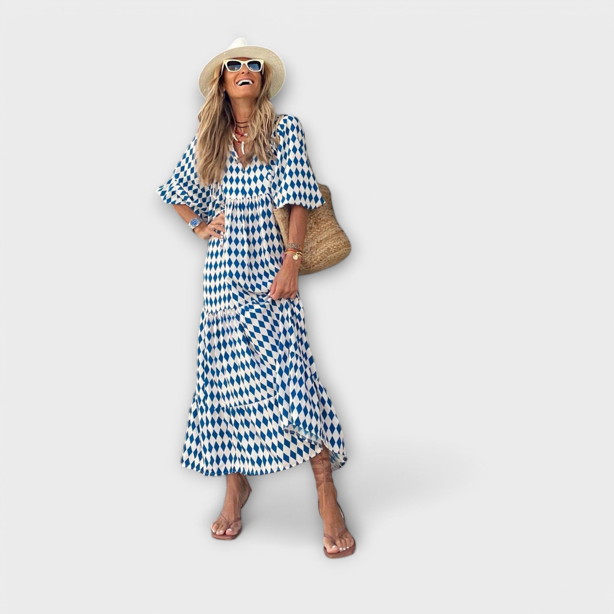 Elegant Geometrisk Maxi Kjole