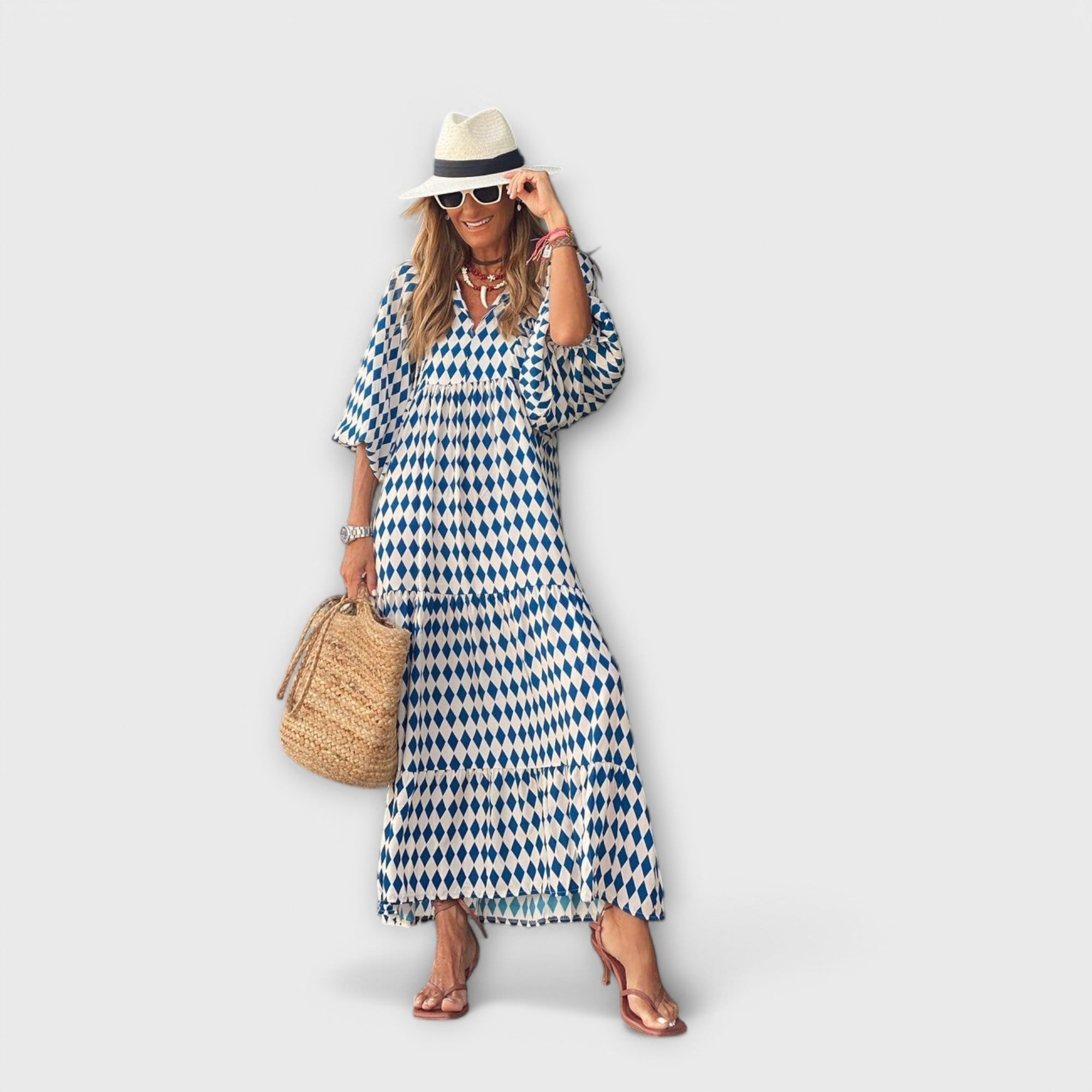 Elegant Geometrisk Maxi Kjole