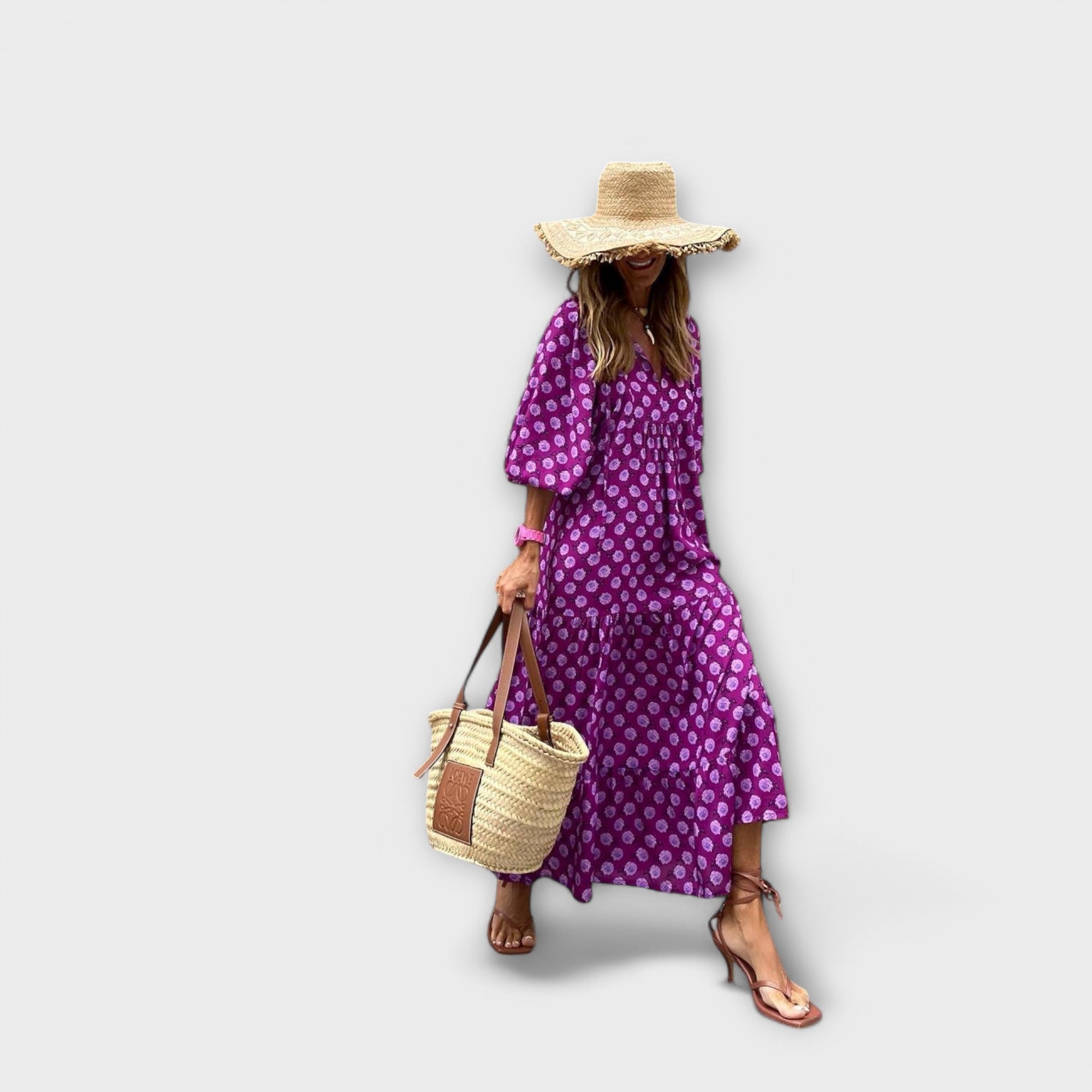 Elegant Geometrisk Maxi Kjole