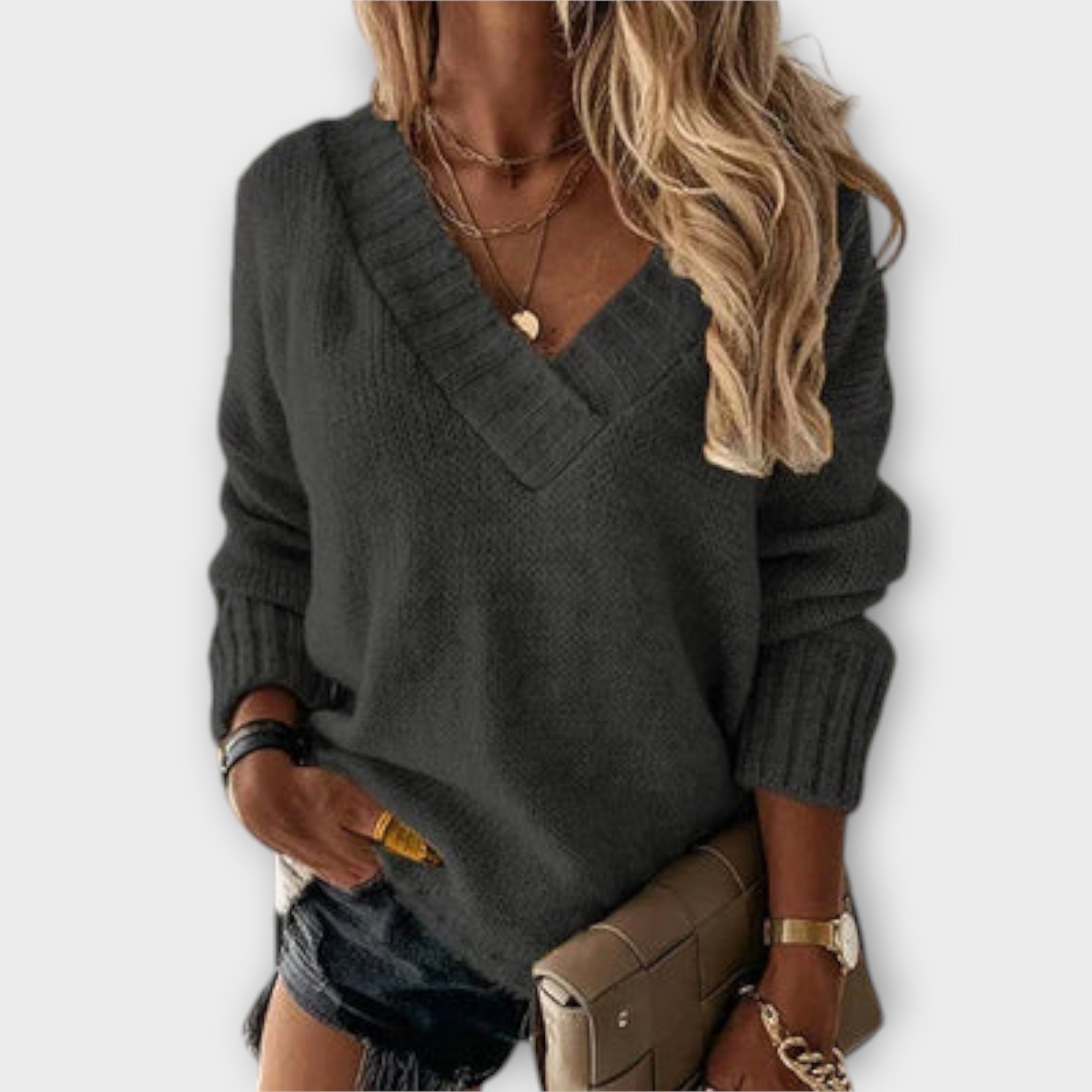 Jane - Behagelig V-Hals Sweater