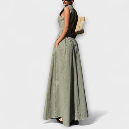 Ærmeløs Plisseret Bodycon Midi Kjole