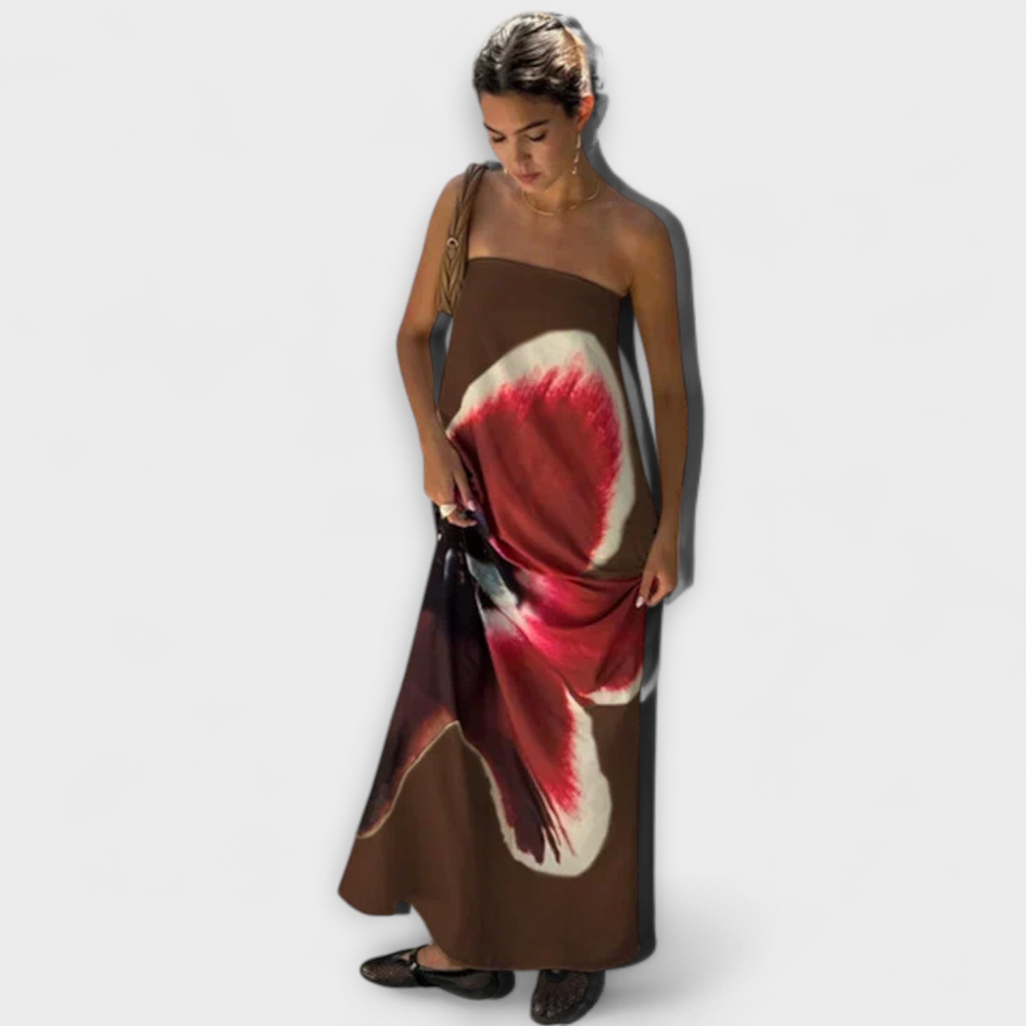 Chic Off-Shoulder Ærmeløs Maxi Kjole