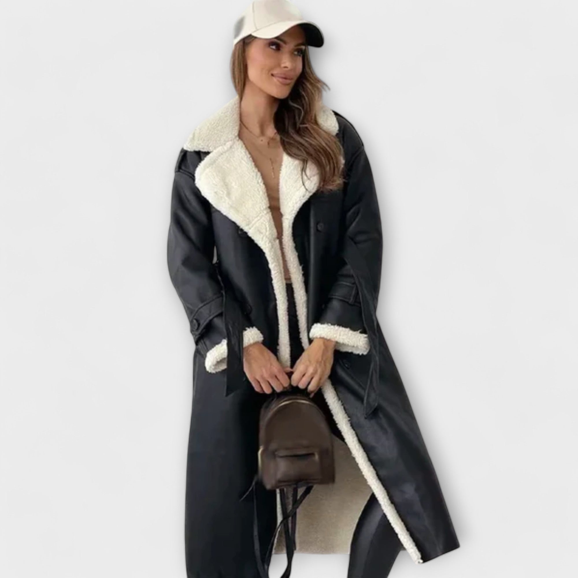 Maria – Lang Klassisk Jakke med Fleece For og Teddy Krave