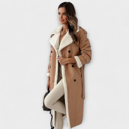 Maria – Lang Klassisk Jakke med Fleece For og Teddy Krave