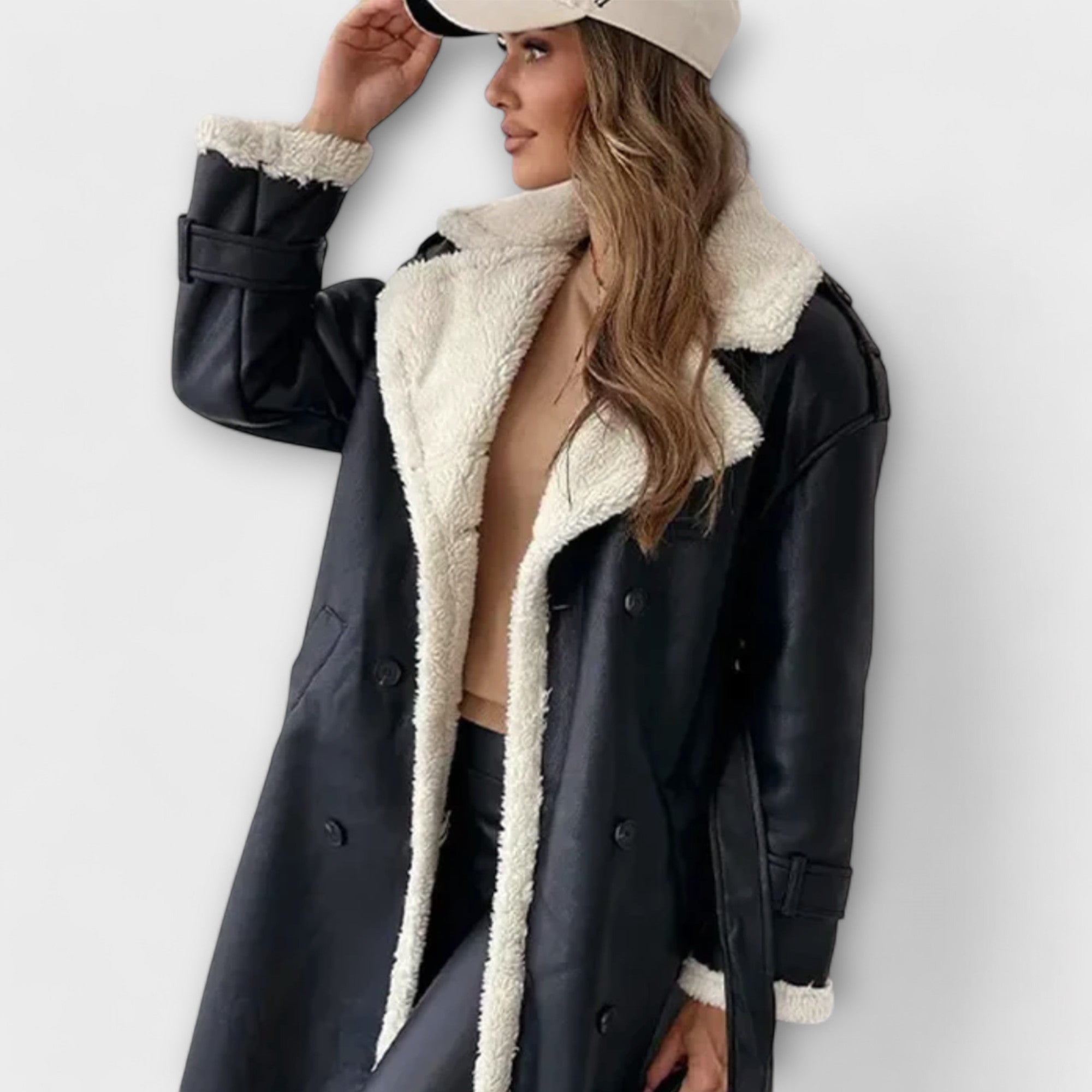 Maria – Lang Klassisk Jakke med Fleece For og Teddy Krave