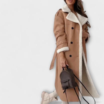 Maria – Lang Klassisk Jakke med Fleece For og Teddy Krave
