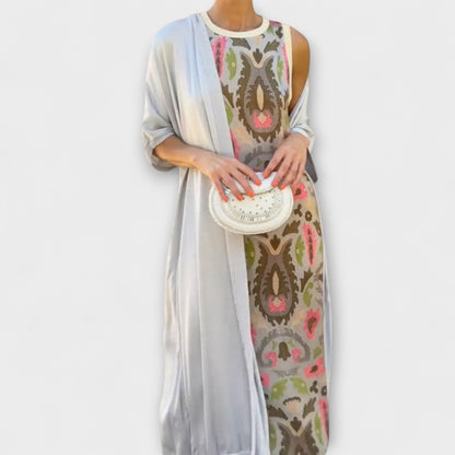 Selviane - Maxi Kjole med Matchende Cardigan