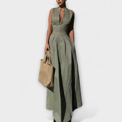 Ærmeløs Plisseret Bodycon Midi Kjole