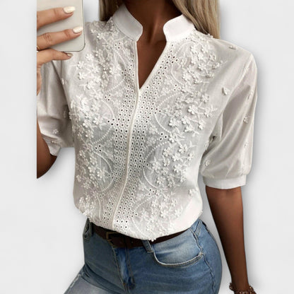 Élise - Mila Bluse med Udsøgt Broderi