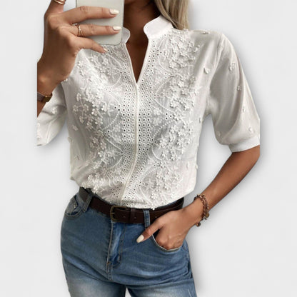 Élise - Mila Bluse med Udsøgt Broderi