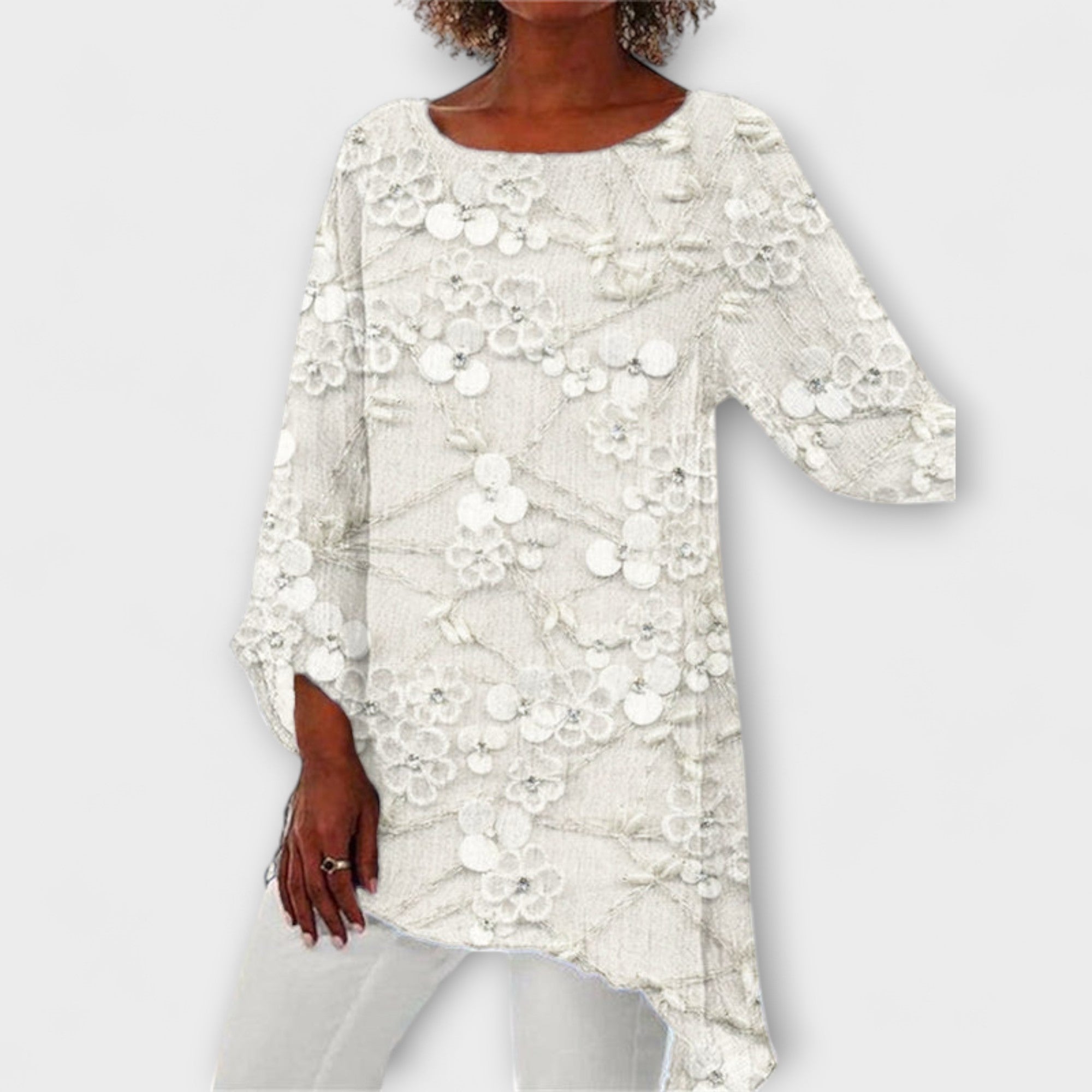 Harper - Bluse med Blomsterkrystaltryk