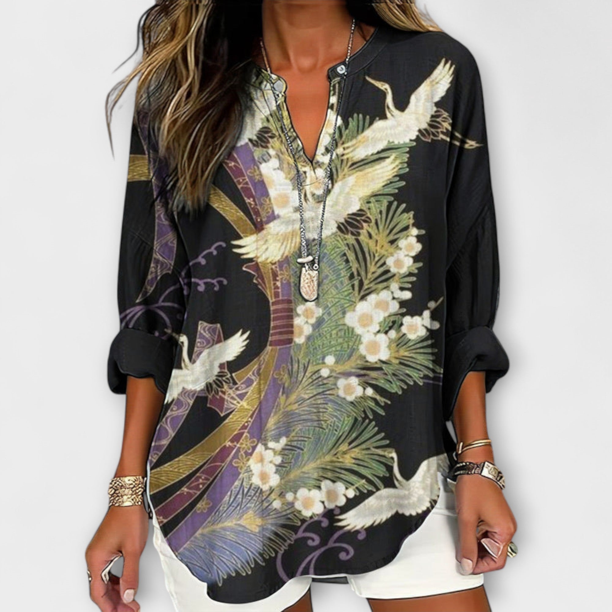 Ellie - Botanisk Elegance Bluse