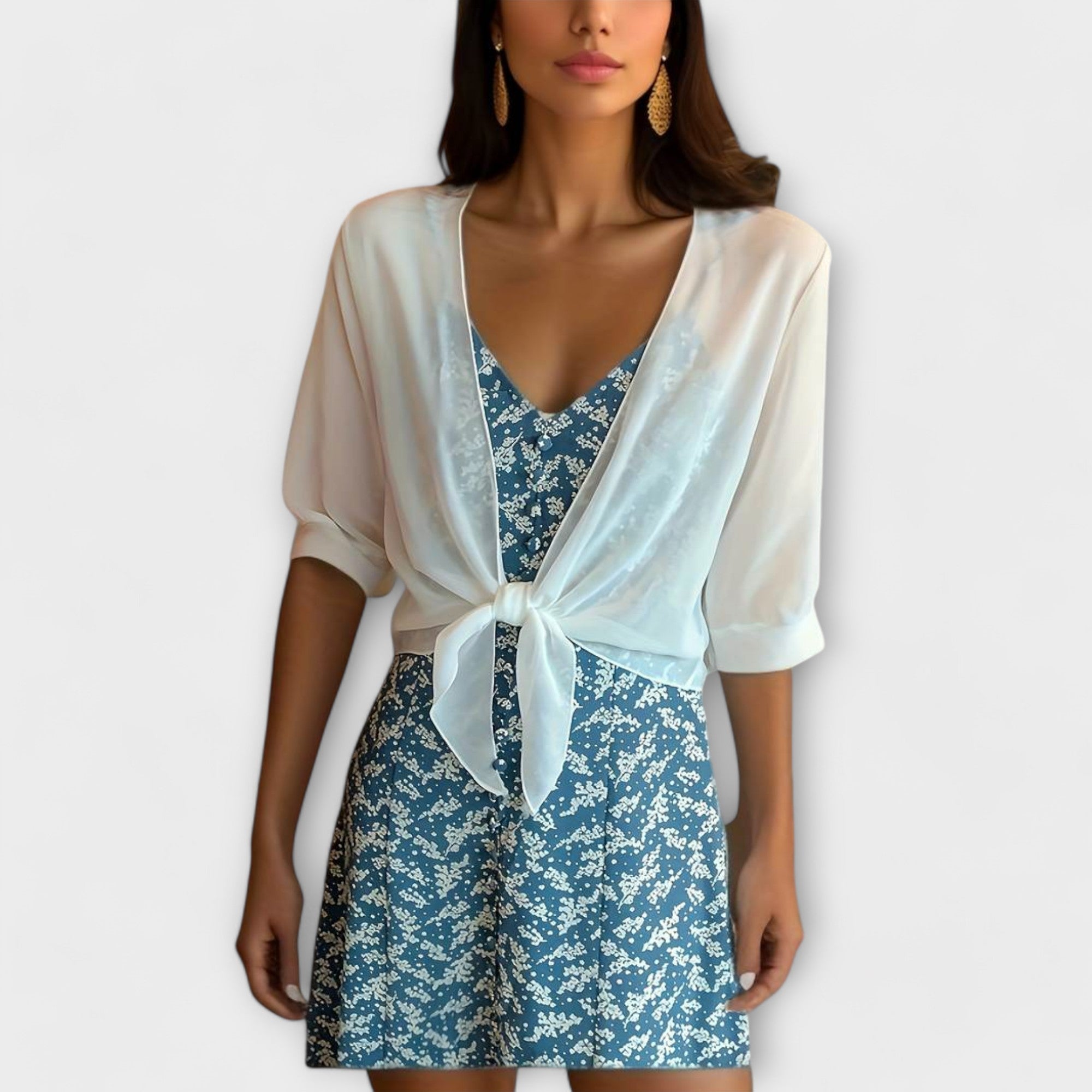 Olivia - Bluse med Åben Front