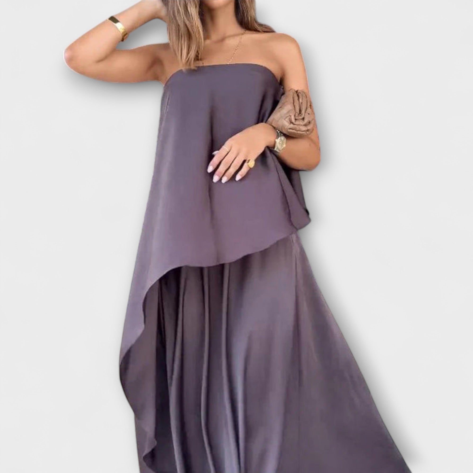 Ruby - Chic Ærmeløs Bandeau Top og Nederdel