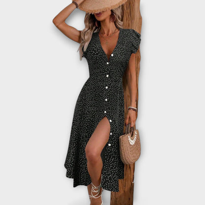 Chic Polka Dot Midi Kjole