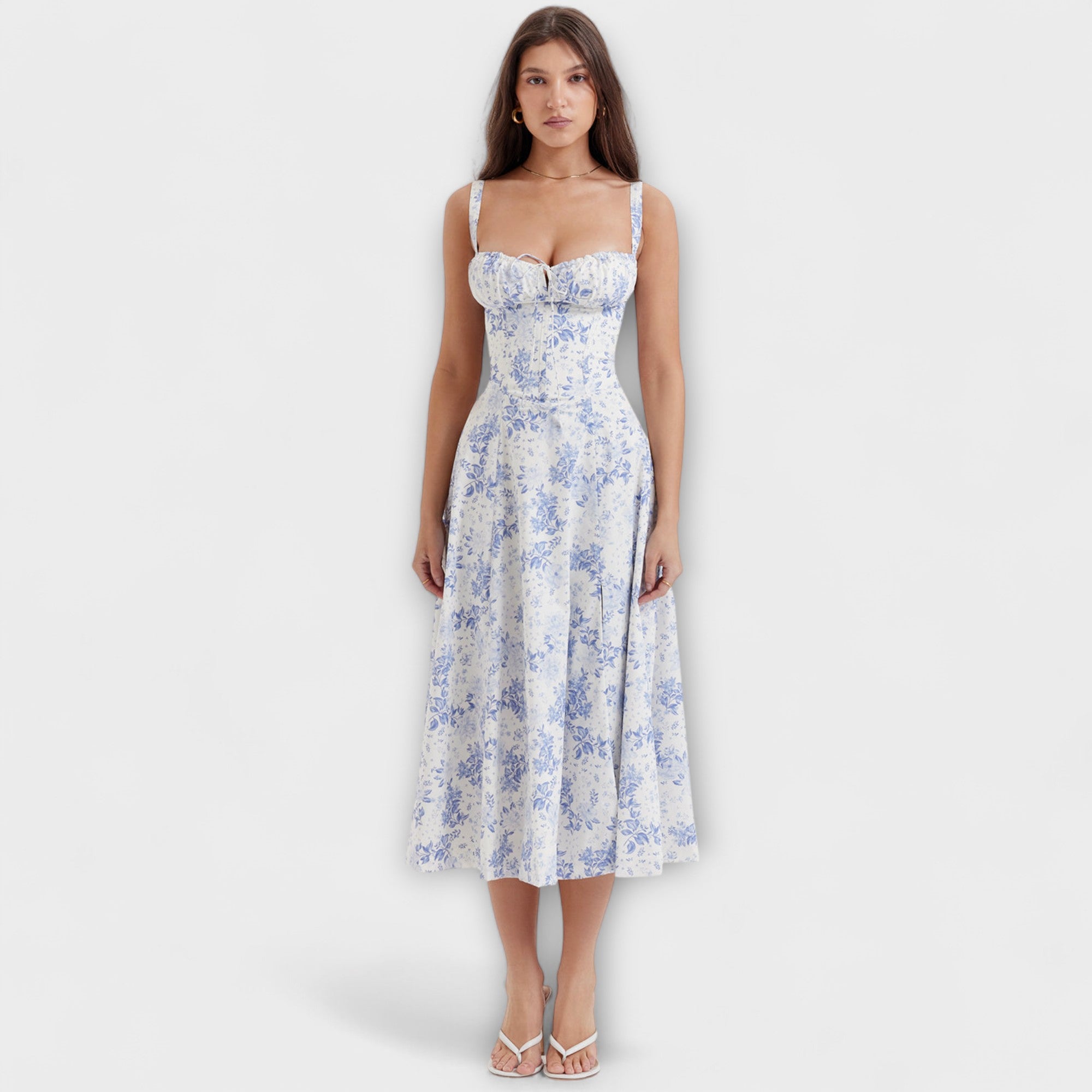 Zipporas - Skræddersyet Bustier Kjole med Moderne Forårsblomsterprint