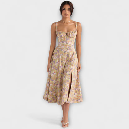 Zipporas - Skræddersyet Bustier Kjole med Moderne Forårsblomsterprint