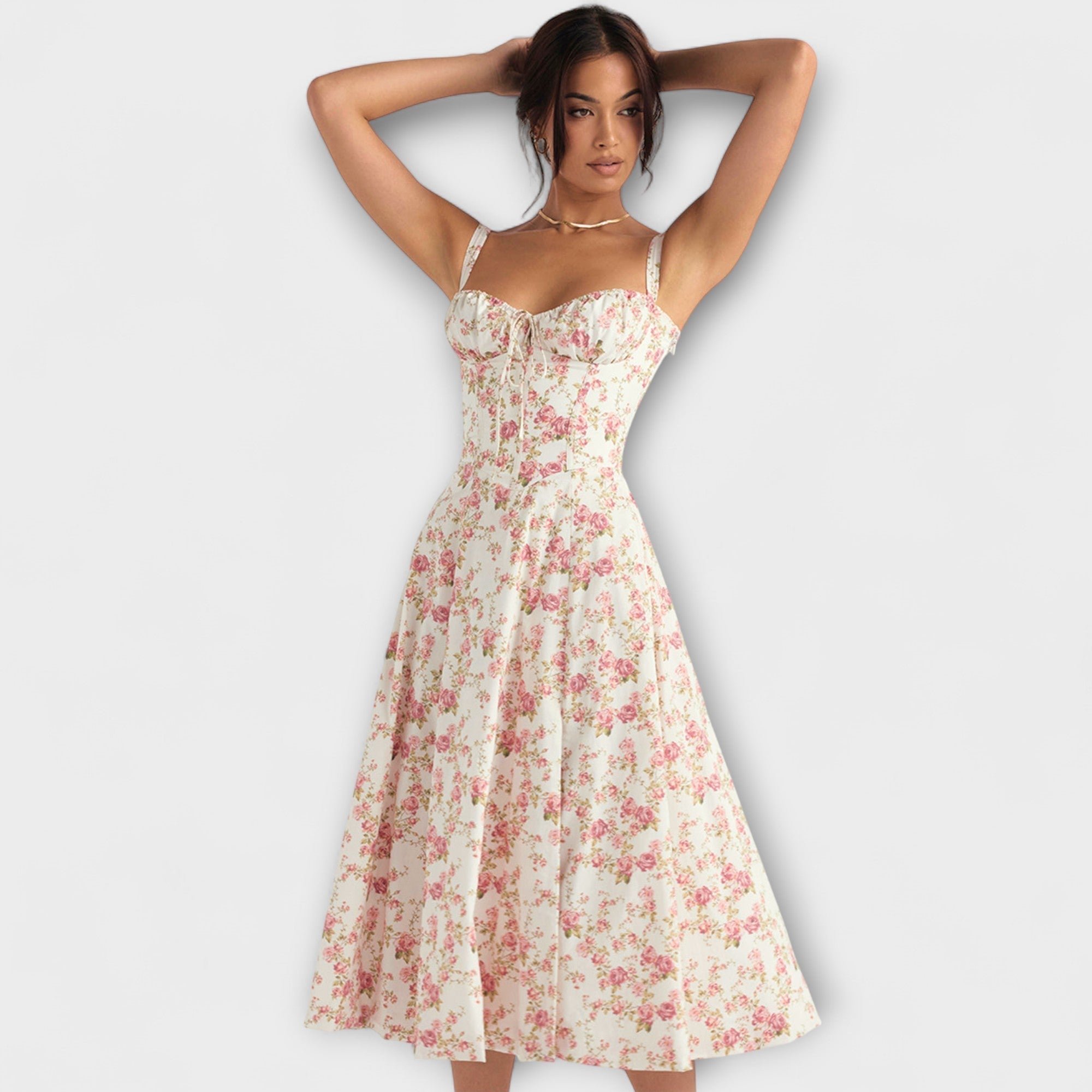 Zipporas - Skræddersyet Bustier Kjole med Moderne Forårsblomsterprint
