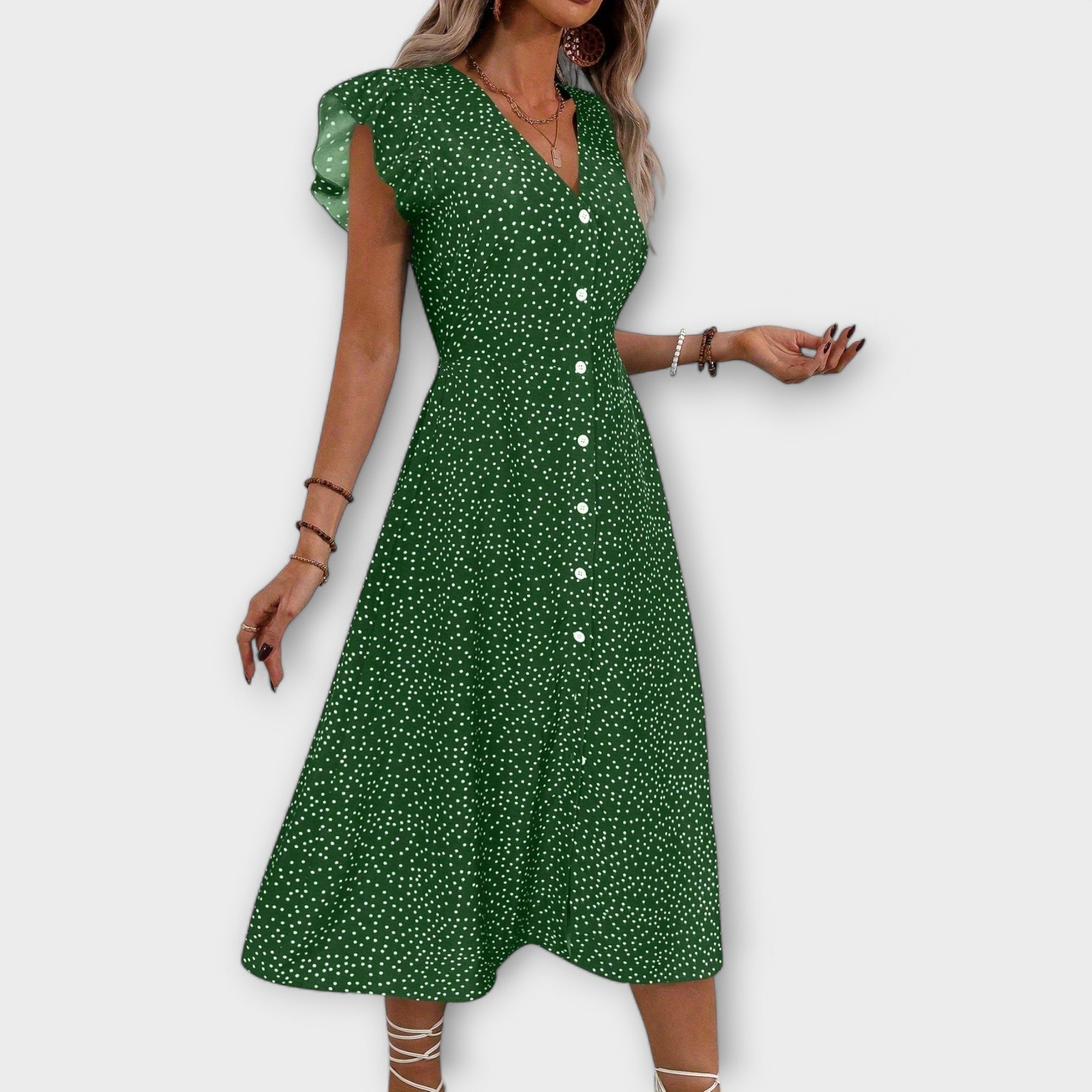 Chic Polka Dot Midi Kjole
