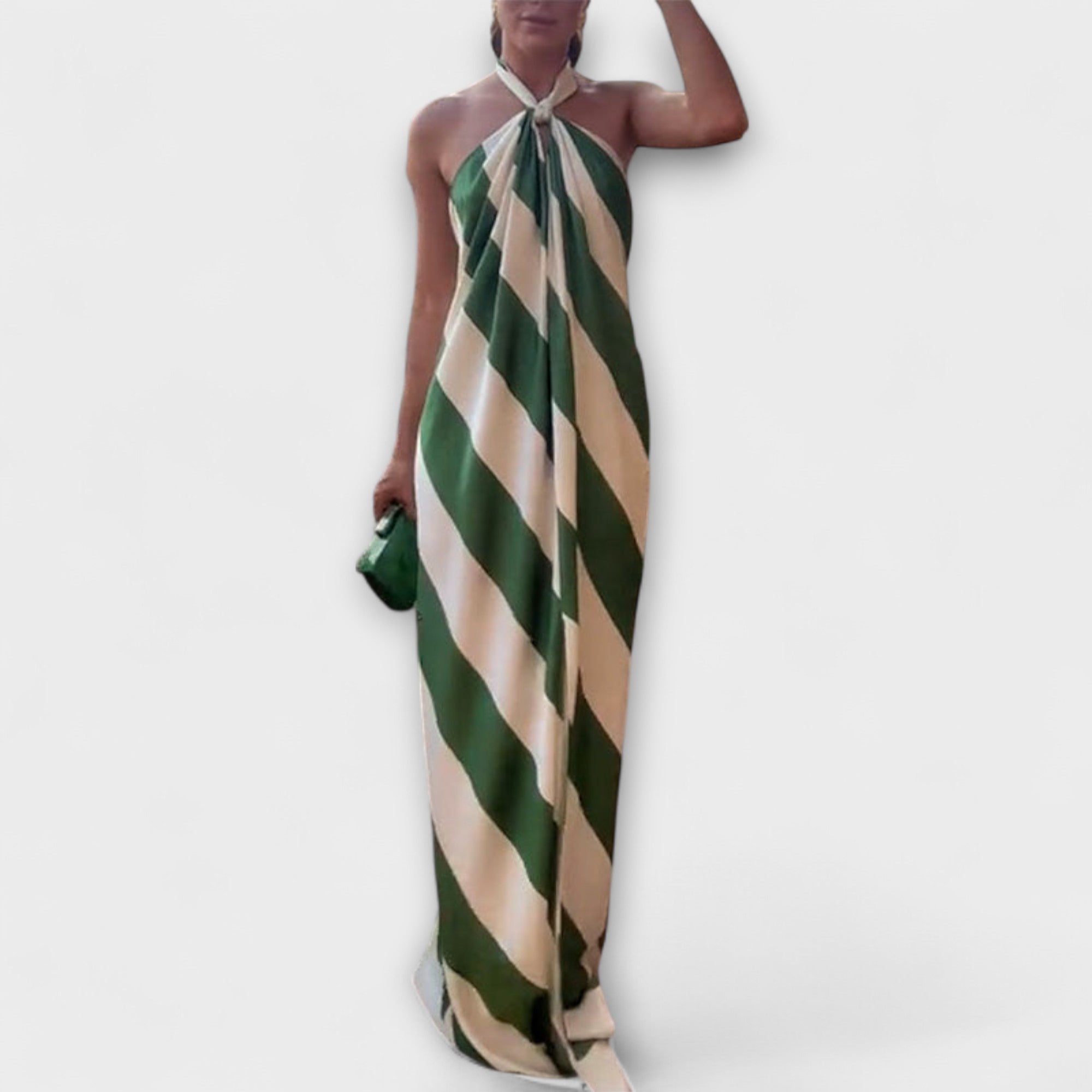 Marlowe - Stribet Halterneck Rygfri Maxi Kjole