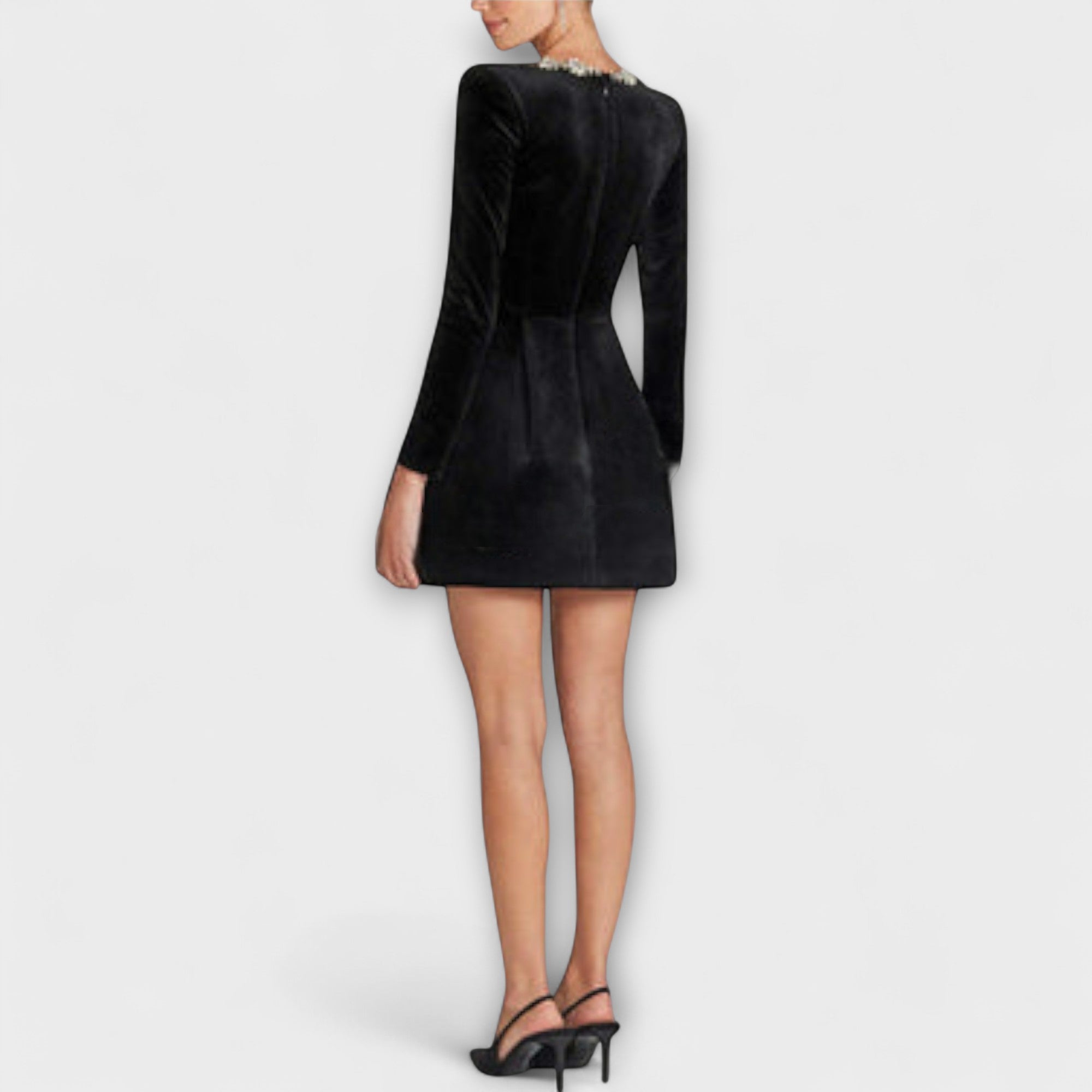 Wren - Velvet Mini Kjole med Juvel Dekoration