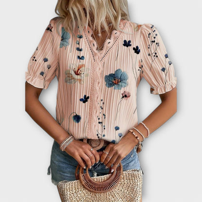 Emily - Fashionabel Bluse med V-udskæring