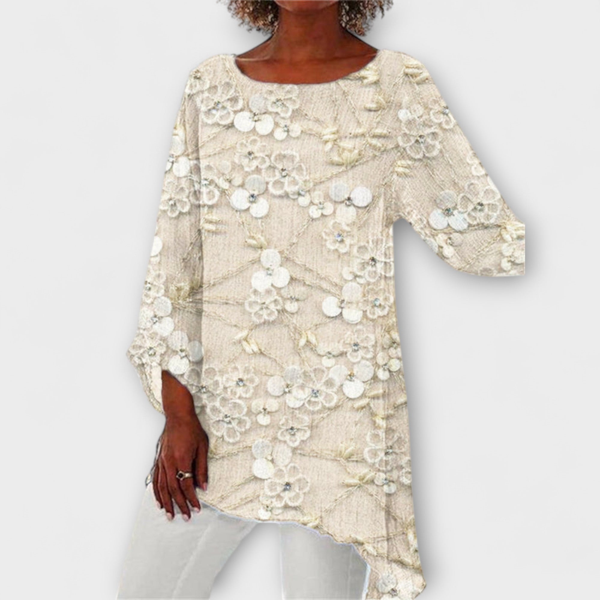 Harper - Bluse med Blomsterkrystaltryk