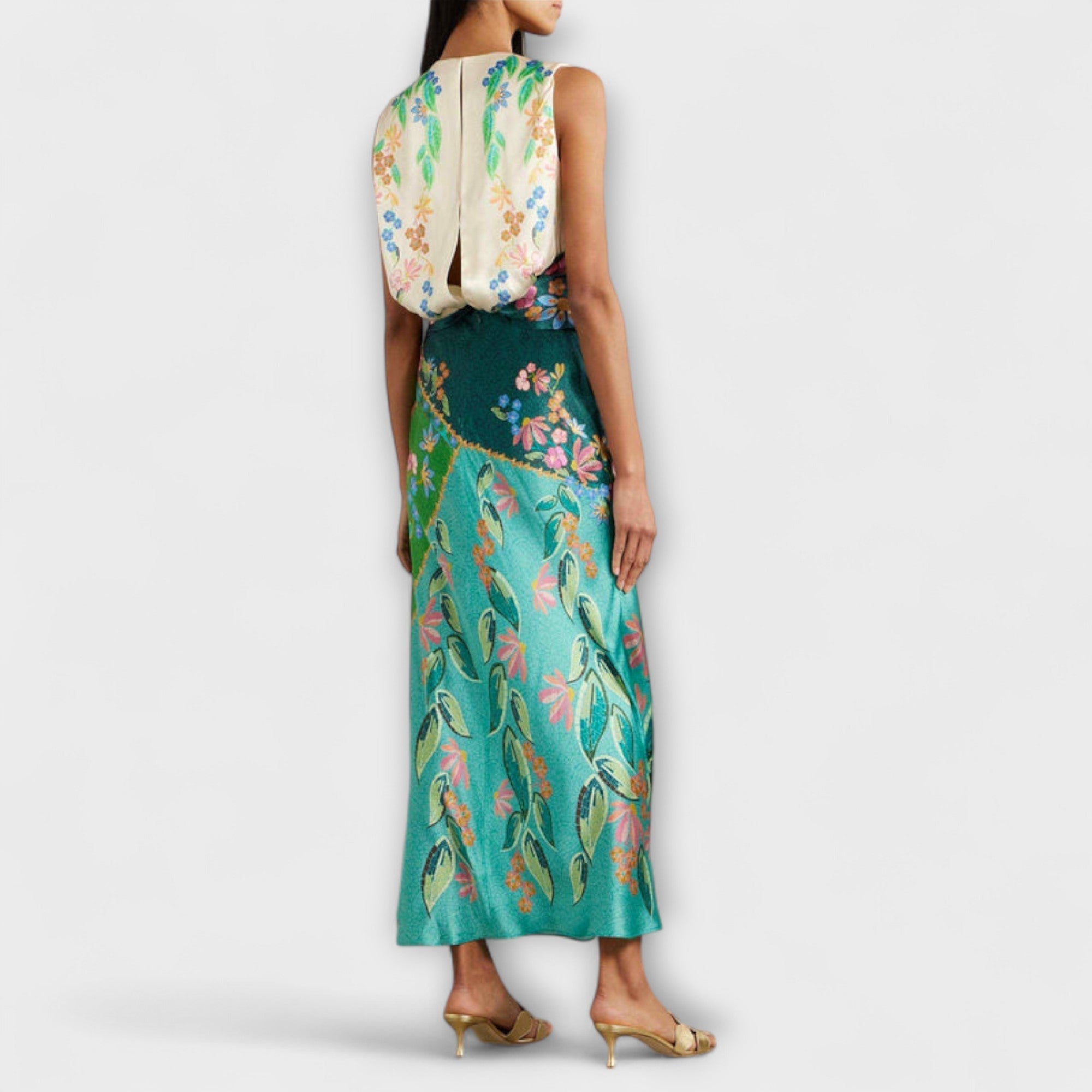 Aisling - Elegant Twisted Draped Floral Maxi Kjole