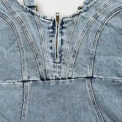 Anna - Denim Kjole med Justerbare Stropper