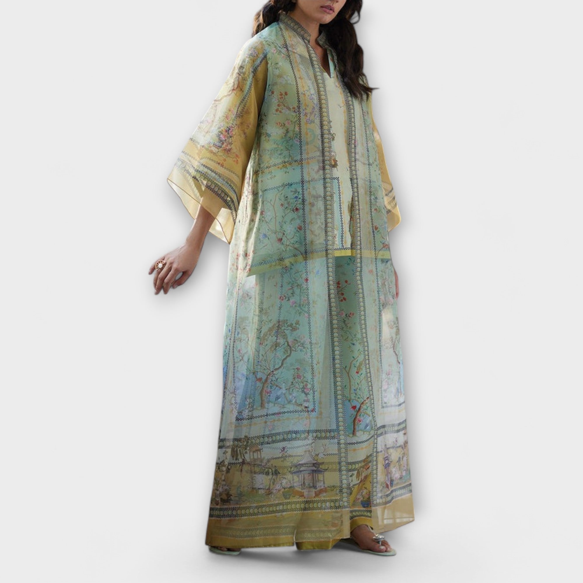 Maria - Digital Print Sæt med Trompetærmer