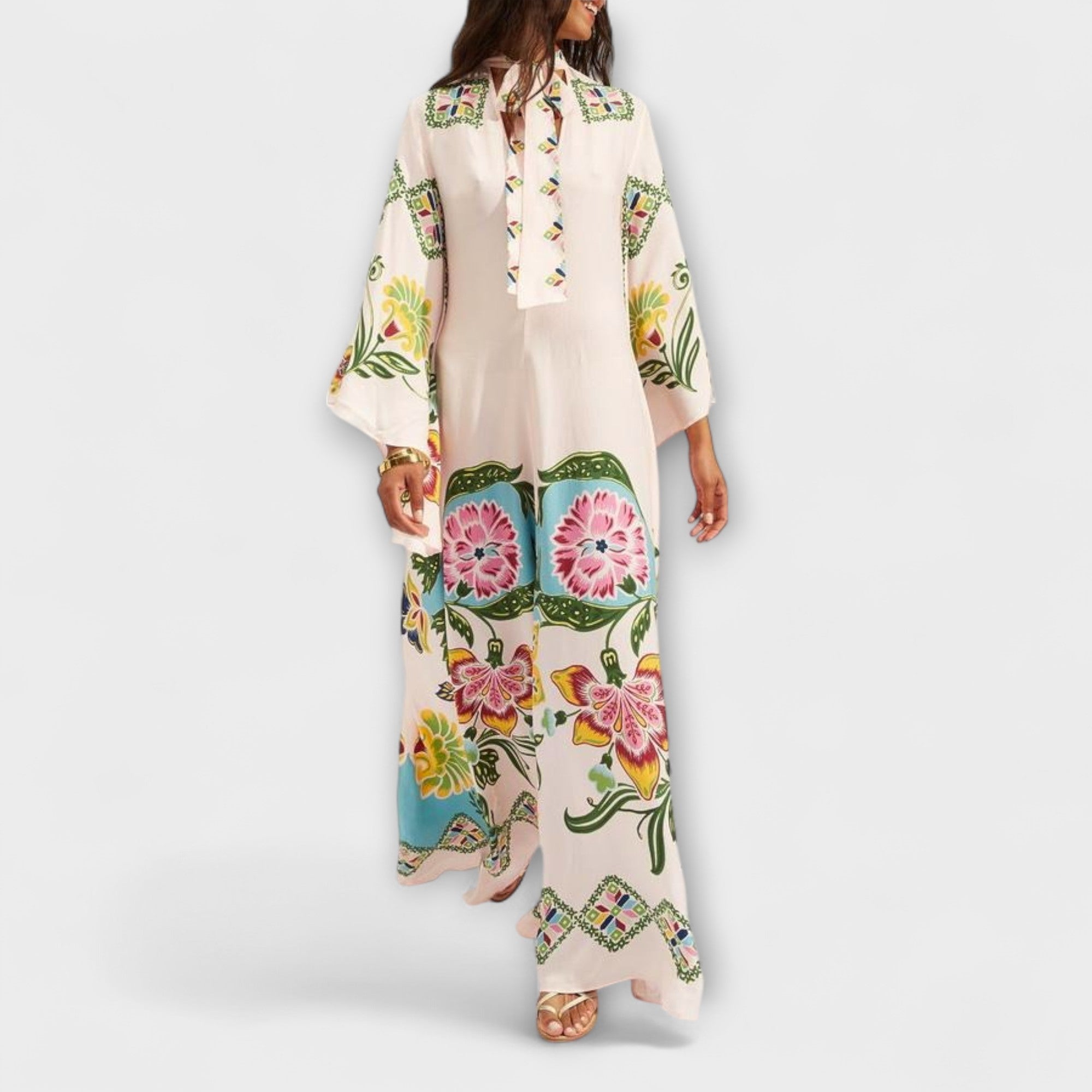 Lisa - Elegant Maxi Kjole med Blomsterprint og Flydende Design