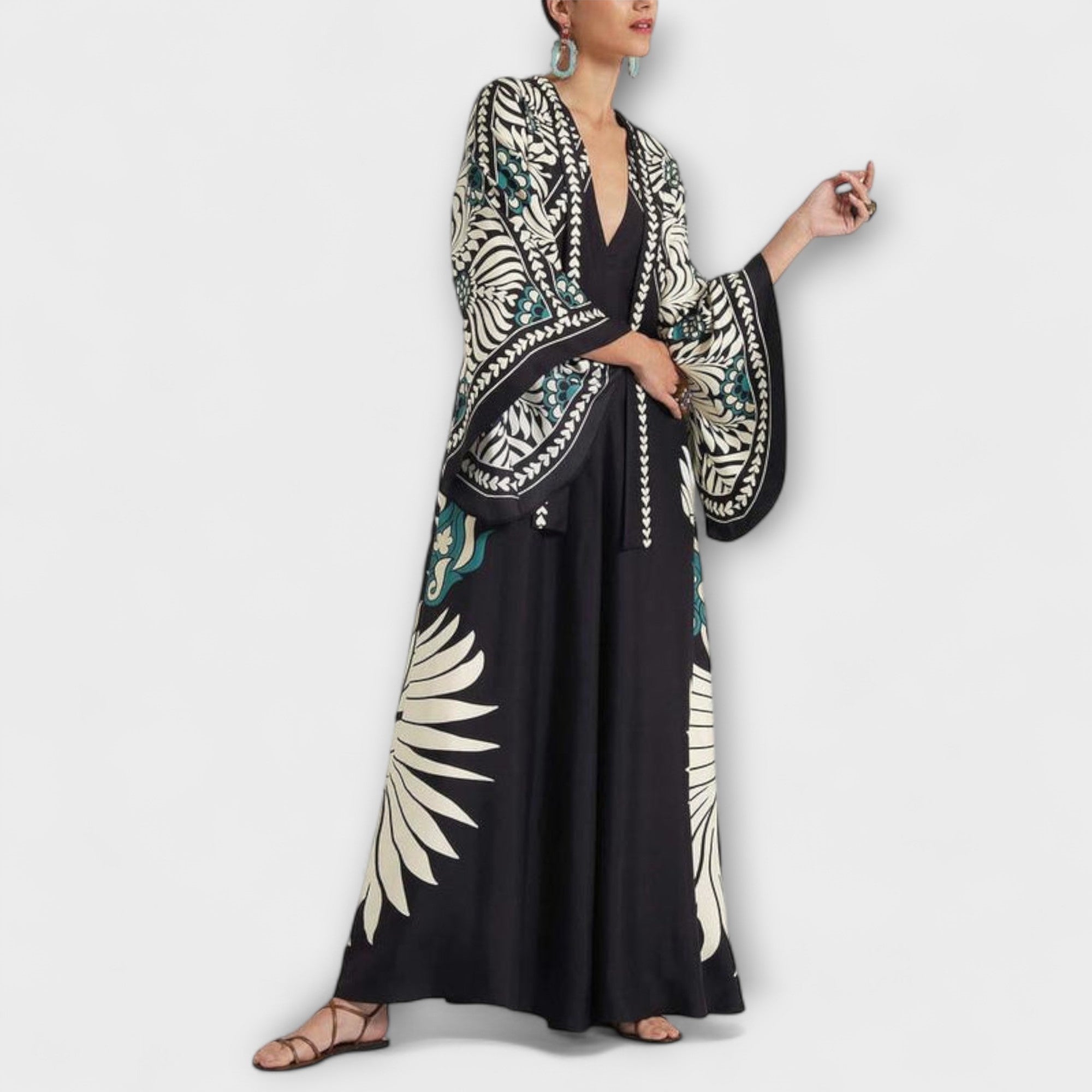 Giselle - Chic Blomster Mønster Flydende Maxi Kjole