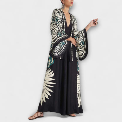 Giselle - Chic Blomster Mønster Flydende Maxi Kjole