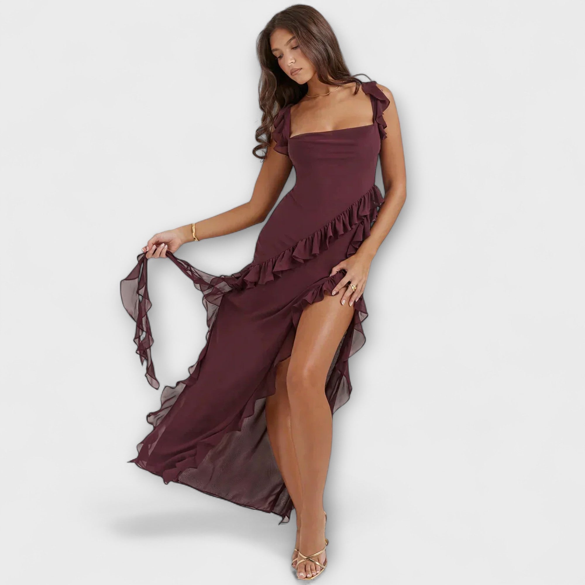 Lara - Stilfuld Maxi Kjole med Slids
