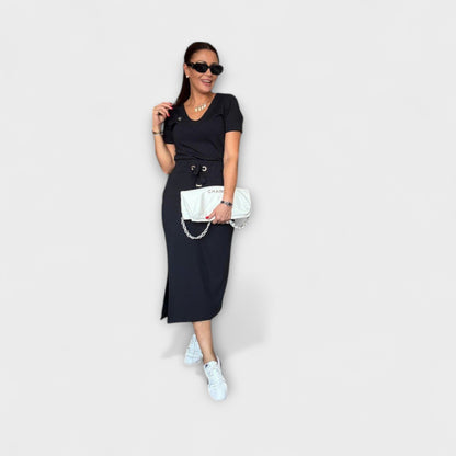 Danielle - Elegant V-Hals Top med Skørt