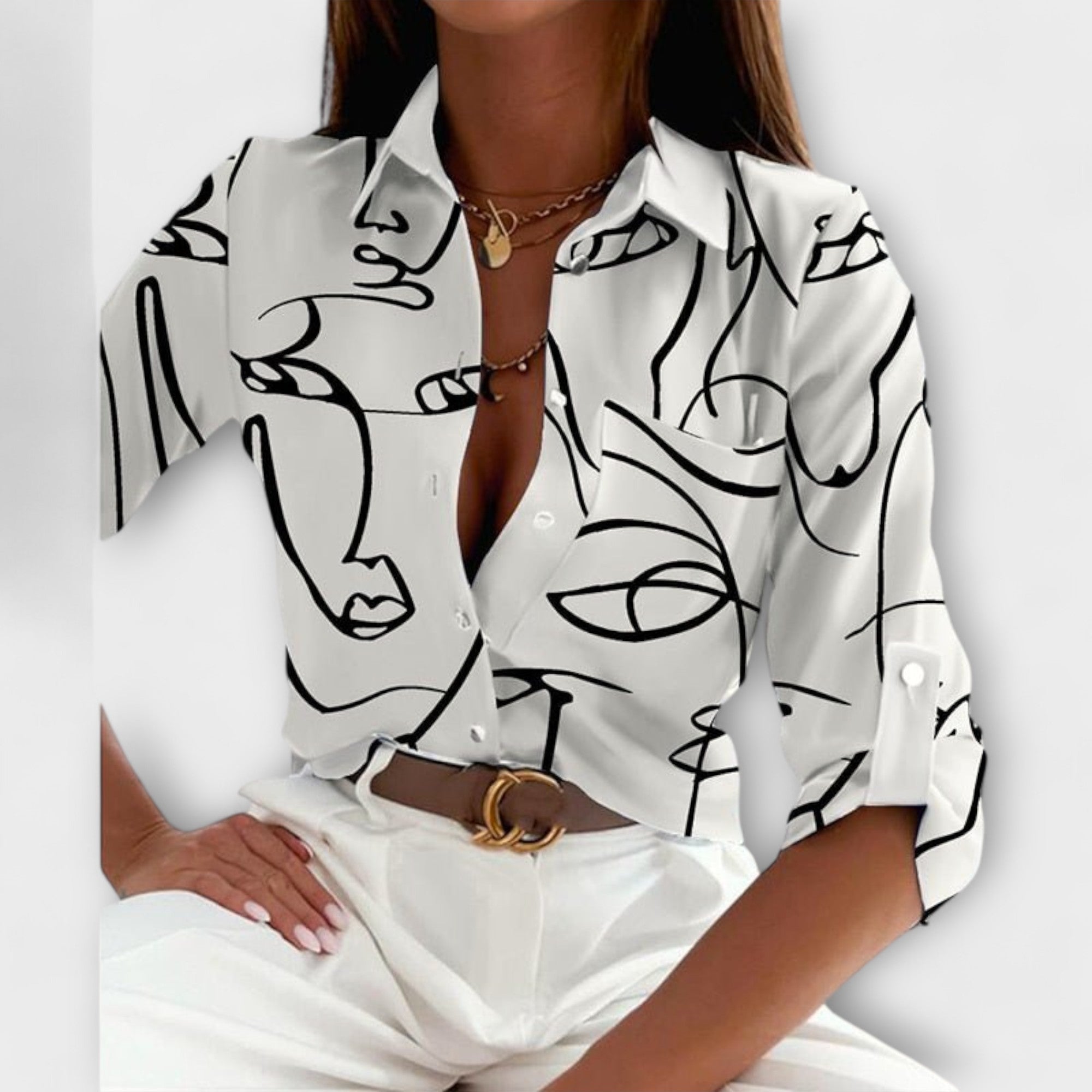 Bluse med Klassisk Krave